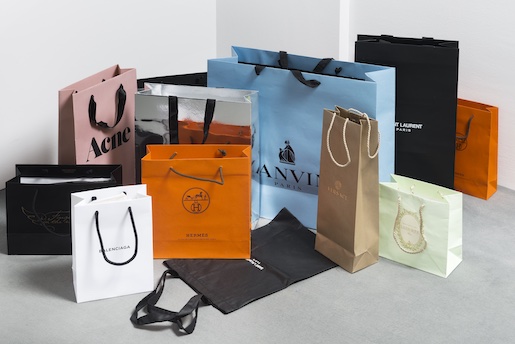 Sylvie Fleury, Acne, 2014, Shopping bags with content, 60 x 103 x 91 cm - Galerie Mehdi Chouakri, Berlin